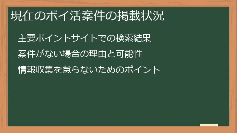 現在のポイ活案件の掲載状況