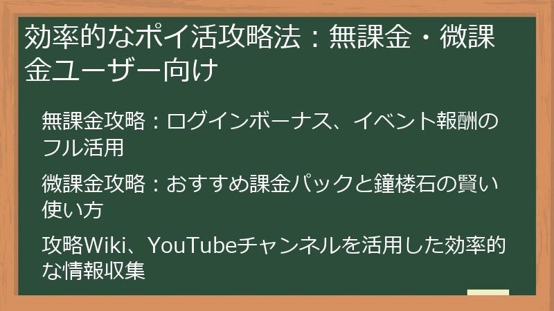 効率的なポイ活攻略法:無課金・微課金ユーザー向け