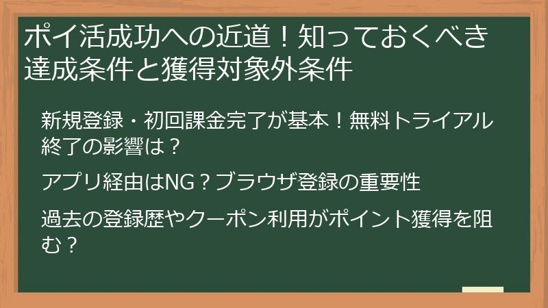 ポイ活成功への近道！知っておくべき達成条件と獲得対象外条件