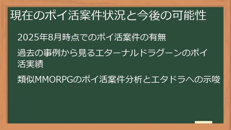 現在のポイ活案件状況と今後の可能性