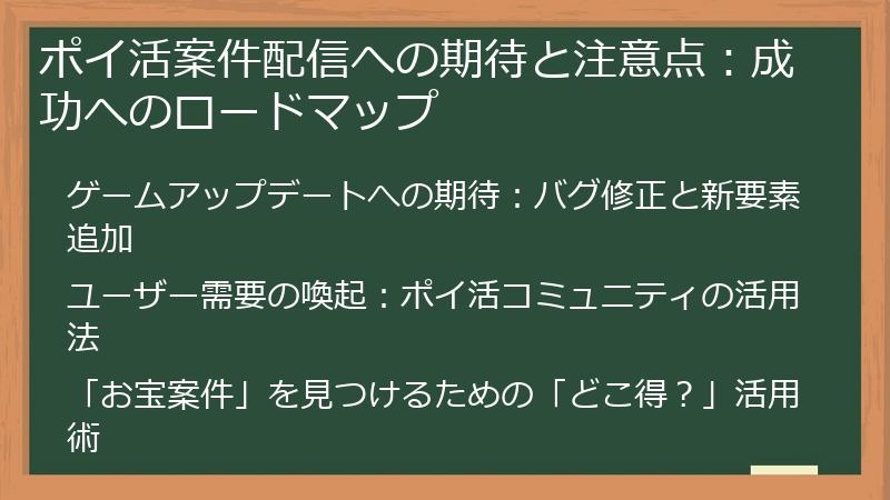 ポイ活案件配信への期待と注意点：成功へのロードマップ