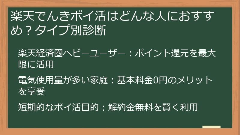 楽天でんきポイ活はどんな人におすすめ?タイプ別診断