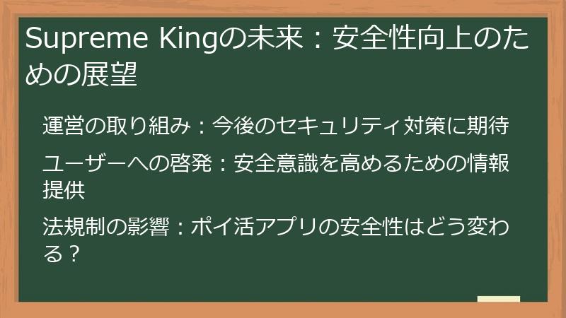 Supreme Kingの未来:安全性向上のための展望