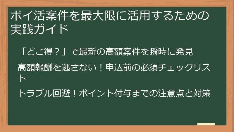 ポイ活案件を最大限に活用するための実践ガイド