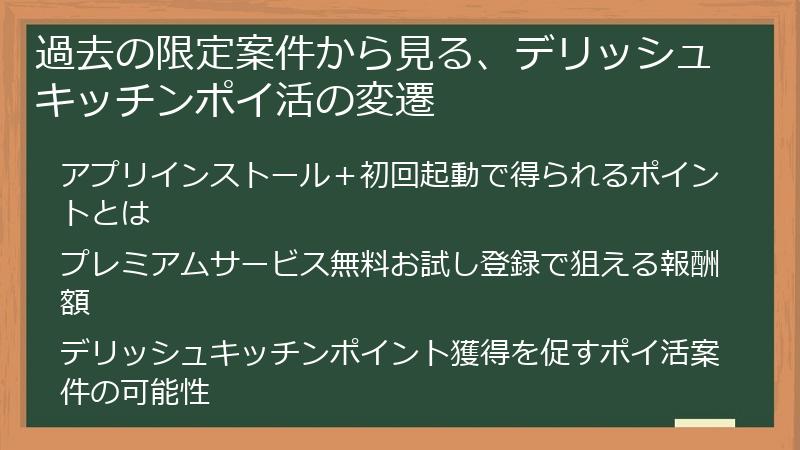 過去の限定案件から見る、デリッシュキッチンポイ活の変遷