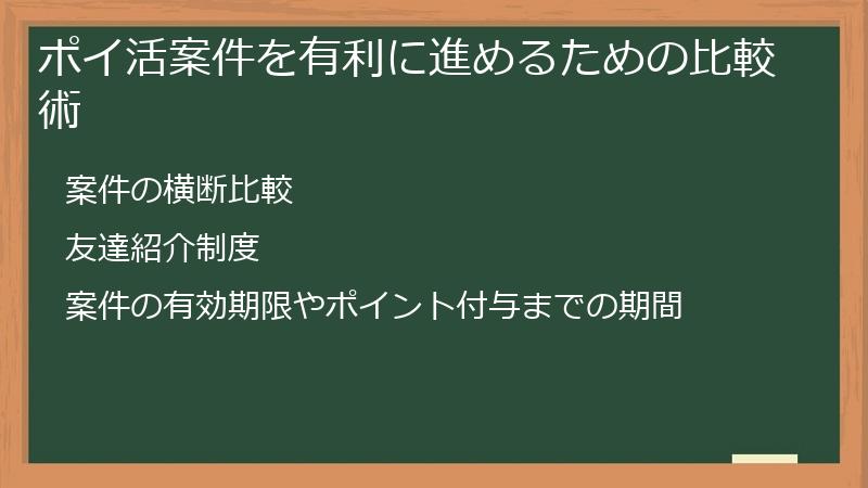 ポイ活案件を有利に進めるための比較術