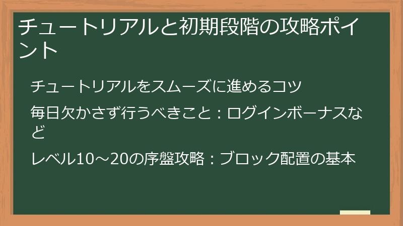 チュートリアルと初期段階の攻略ポイント