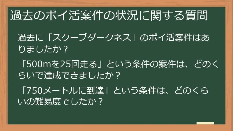 過去のポイ活案件の状況に関する質問