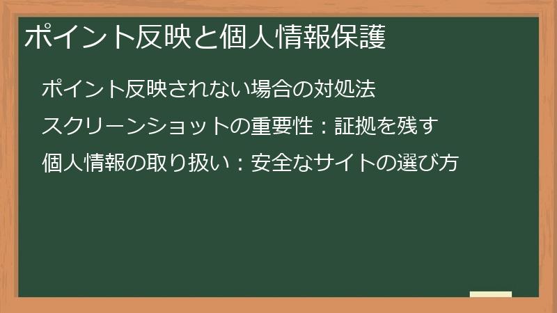 ポイント反映と個人情報保護