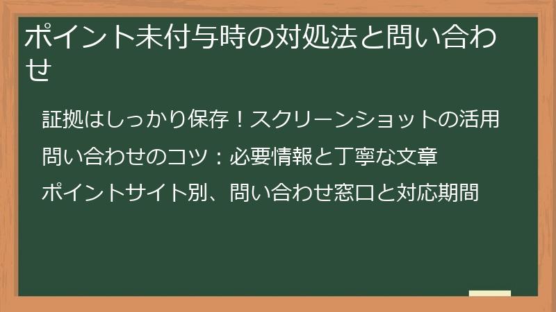 ポイント未付与時の対処法と問い合わせ