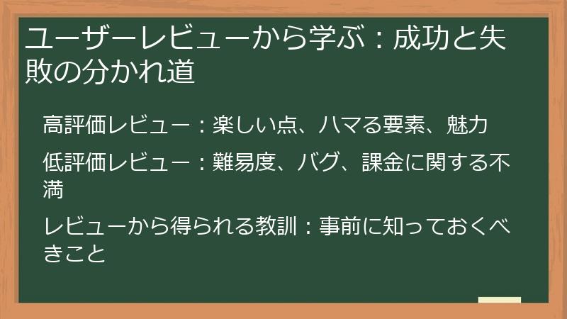 ユーザーレビューから学ぶ:成功と失敗の分かれ道