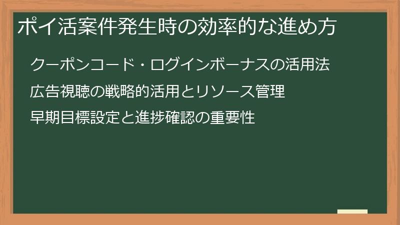 ポイ活案件発生時の効率的な進め方