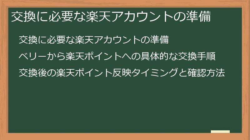 交換に必要な楽天アカウントの準備