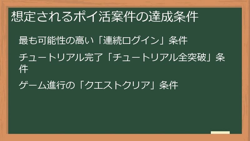 想定されるポイ活案件の達成条件