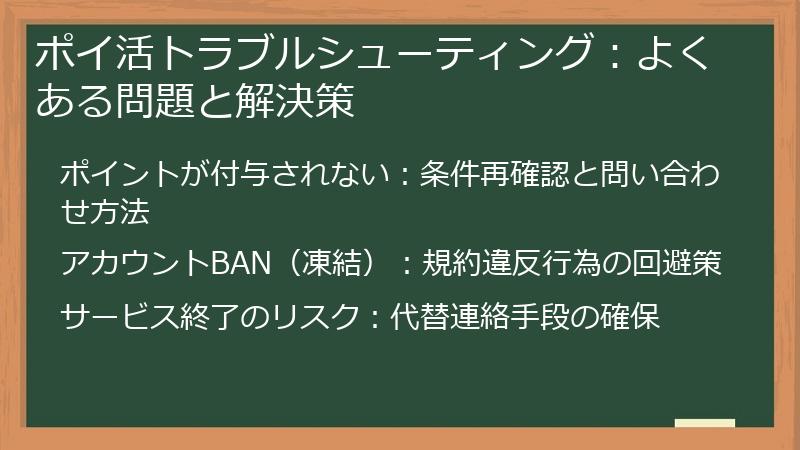 ポイ活トラブルシューティング:よくある問題と解決策