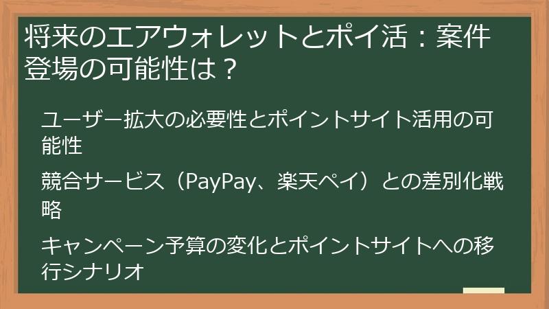 将来のエアウォレットとポイ活：案件登場の可能性は？