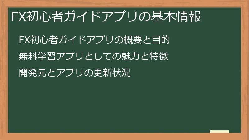 FX初心者ガイドアプリの基本情報