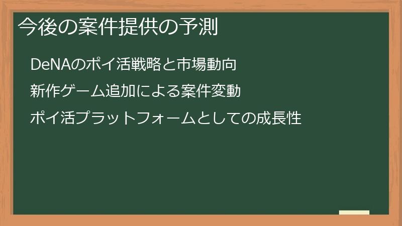 今後の案件提供の予測
