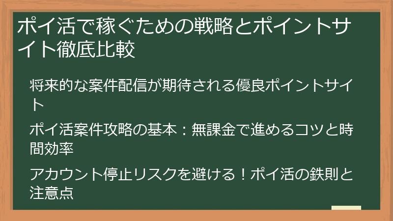 ポイ活で稼ぐための戦略とポイントサイト徹底比較