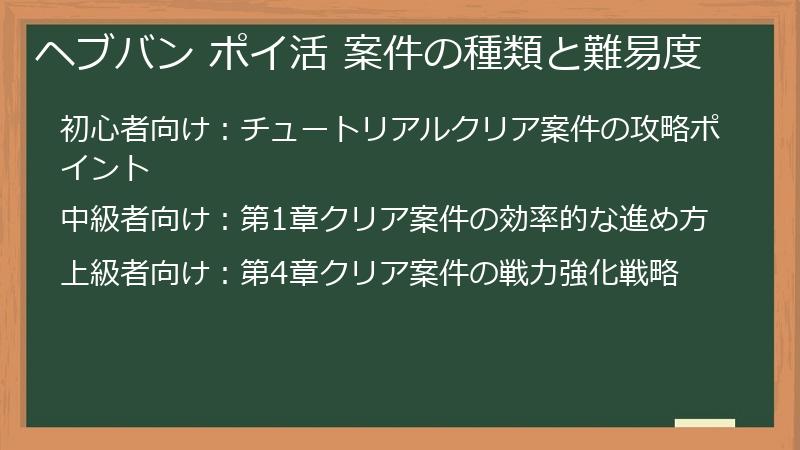ヘブバン ポイ活 案件の種類と難易度