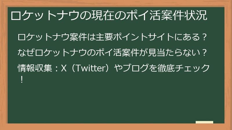 ロケットナウの現在のポイ活案件状況