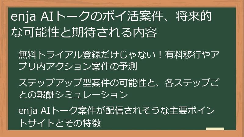 enja AIトークのポイ活案件、将来的な可能性と期待される内容