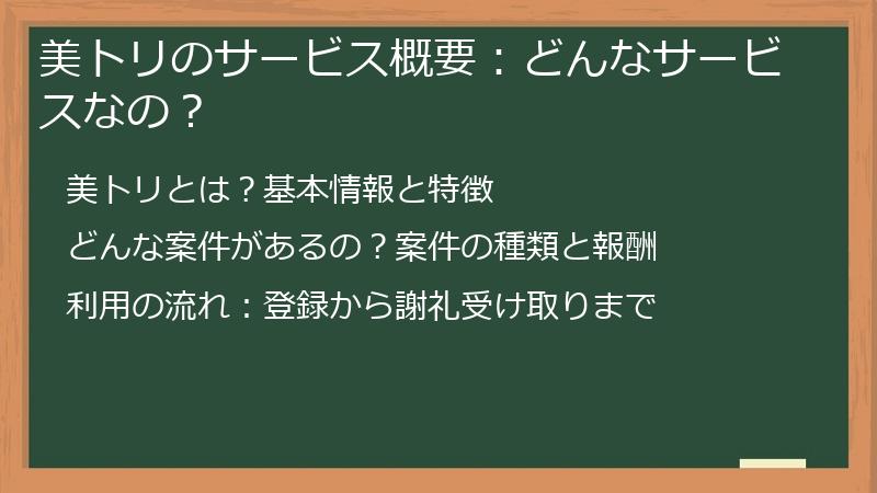 美トリのサービス概要：どんなサービスなの？