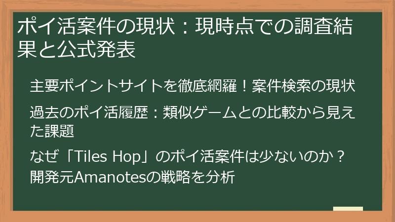 ポイ活案件の現状：現時点での調査結果と公式発表