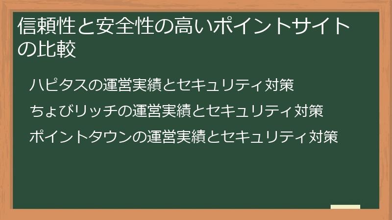 信頼性と安全性の高いポイントサイトの比較