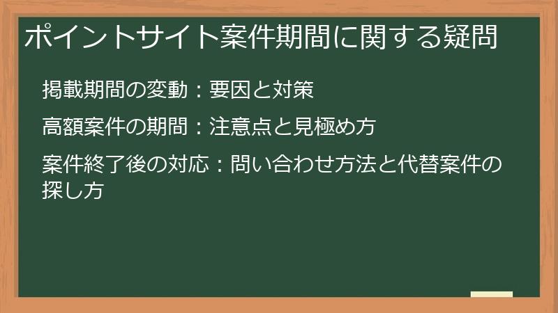 ポイントサイト案件期間に関する疑問