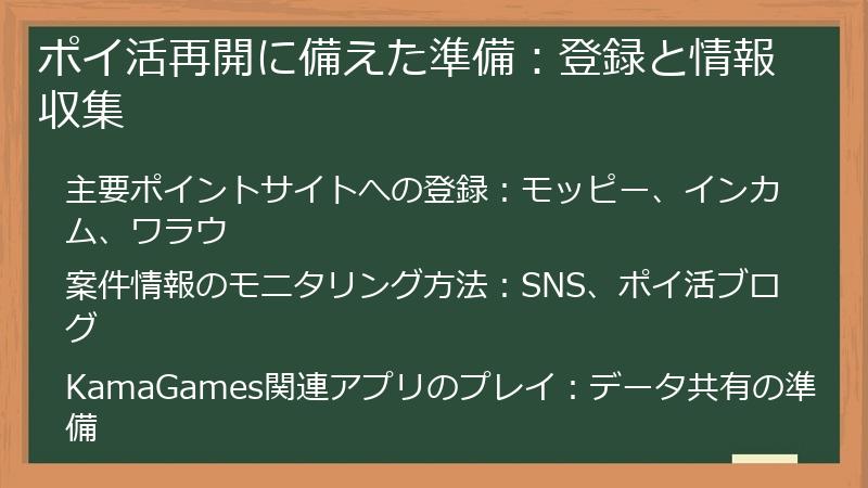 ポイ活再開に備えた準備:登録と情報収集