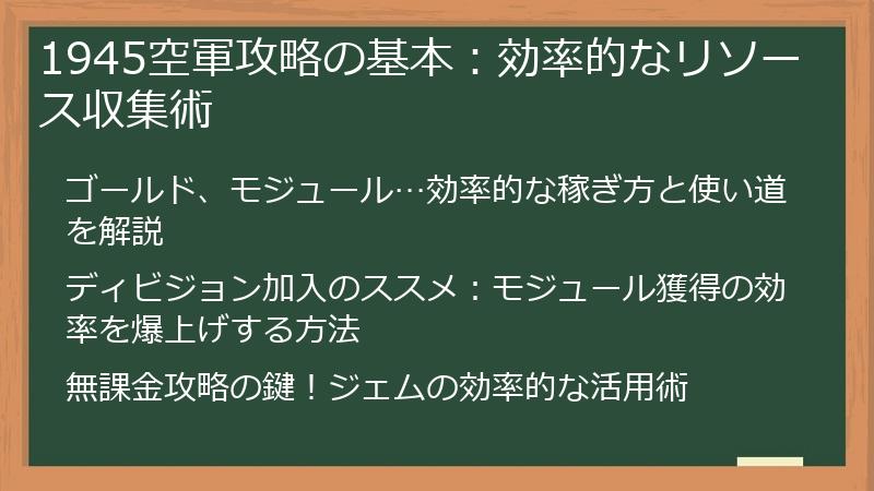 1945空軍攻略の基本：効率的なリソース収集術