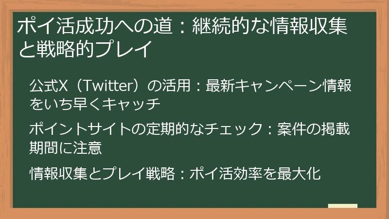 ポイ活成功への道:継続的な情報収集と戦略的プレイ