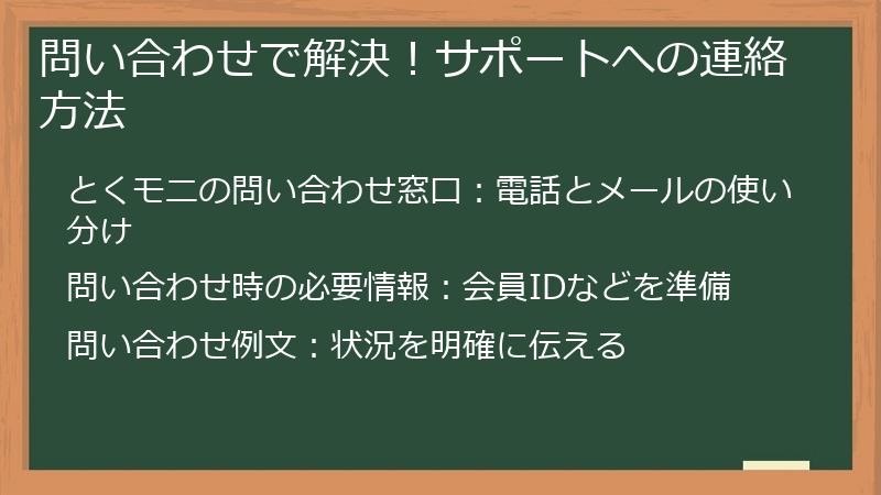 問い合わせで解決！サポートへの連絡方法