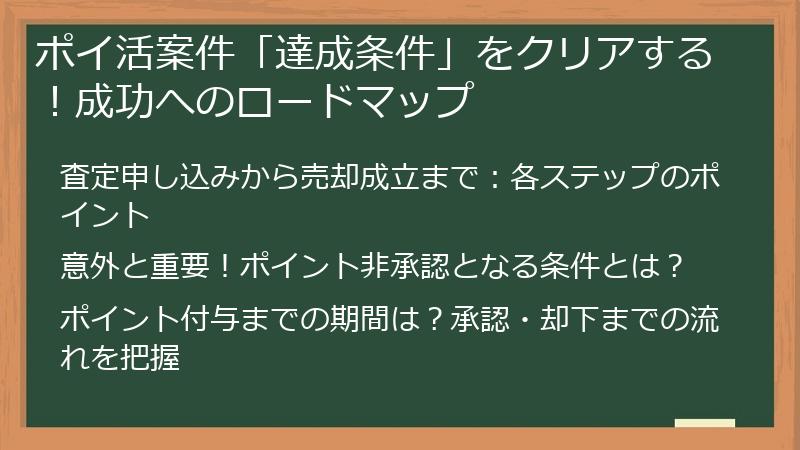 ポイ活案件「達成条件」をクリアする！成功へのロードマップ