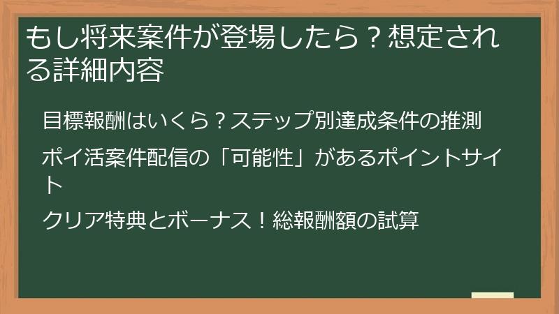 もし将来案件が登場したら？想定される詳細内容