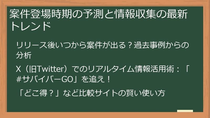 案件登場時期の予測と情報収集の最新トレンド