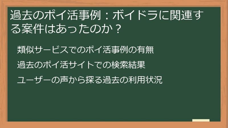 過去のポイ活事例：ボイドラに関連する案件はあったのか？