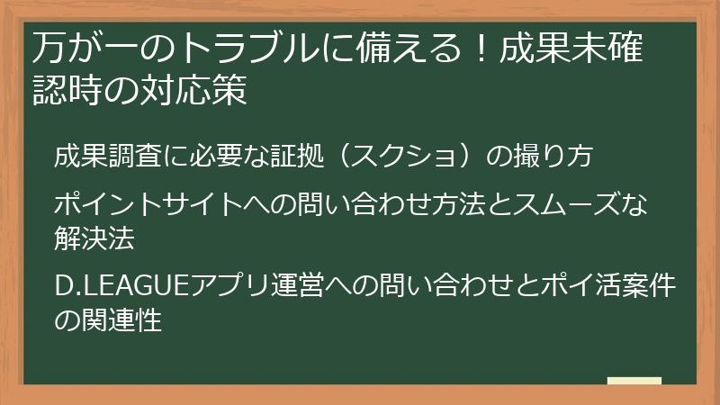 万が一のトラブルに備える!成果未確認時の対応策