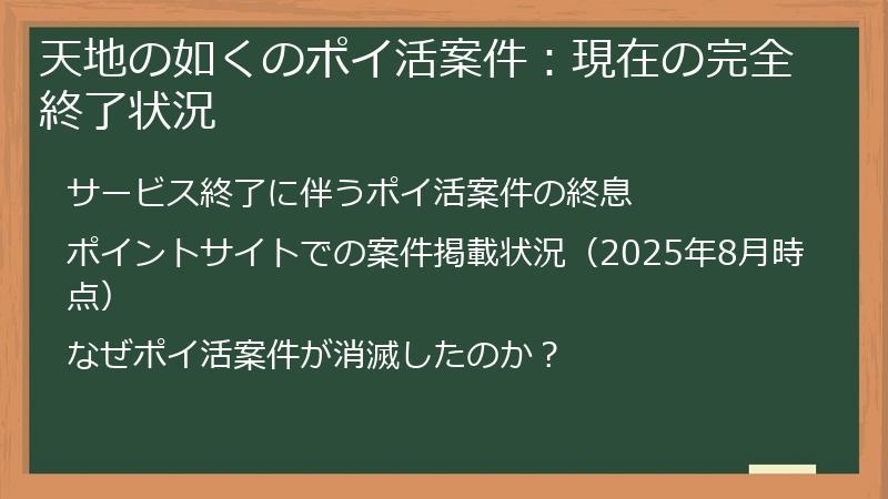 天地の如くのポイ活案件：現在の完全終了状況