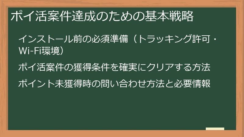 ポイ活案件達成のための基本戦略