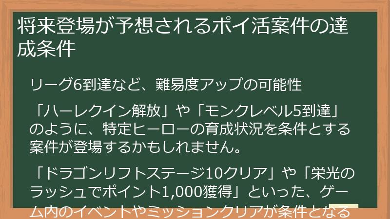 将来登場が予想されるポイ活案件の達成条件