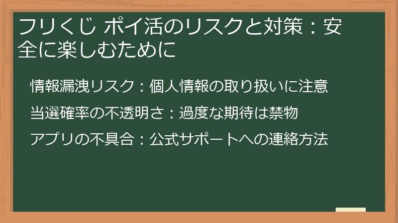 フリくじ ポイ活のリスクと対策：安全に楽しむために