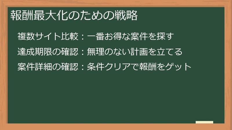 報酬最大化のための戦略