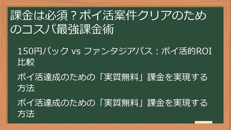 課金は必須？ポイ活案件クリアのためのコスパ最強課金術