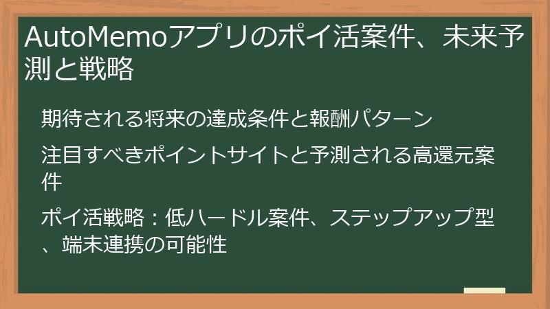 AutoMemoアプリのポイ活案件、未来予測と戦略
