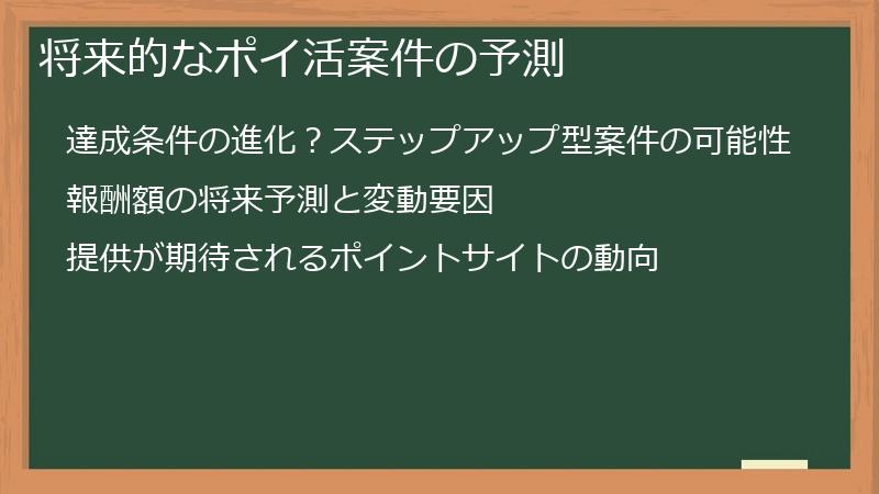 将来的なポイ活案件の予測