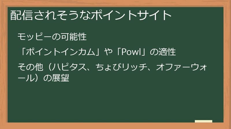 配信されそうなポイントサイト