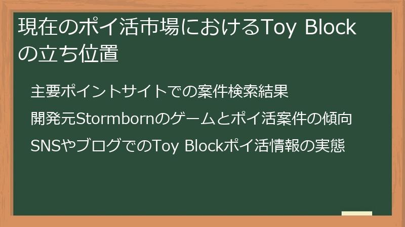 現在のポイ活市場におけるToy Blockの立ち位置