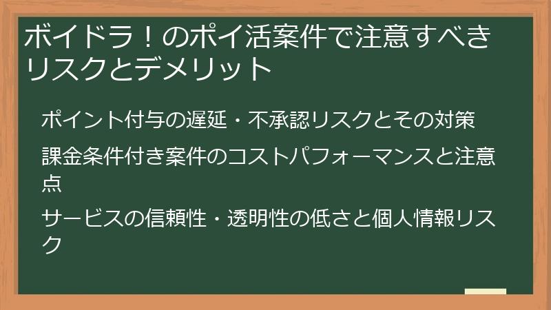 ボイドラ！のポイ活案件で注意すべきリスクとデメリット